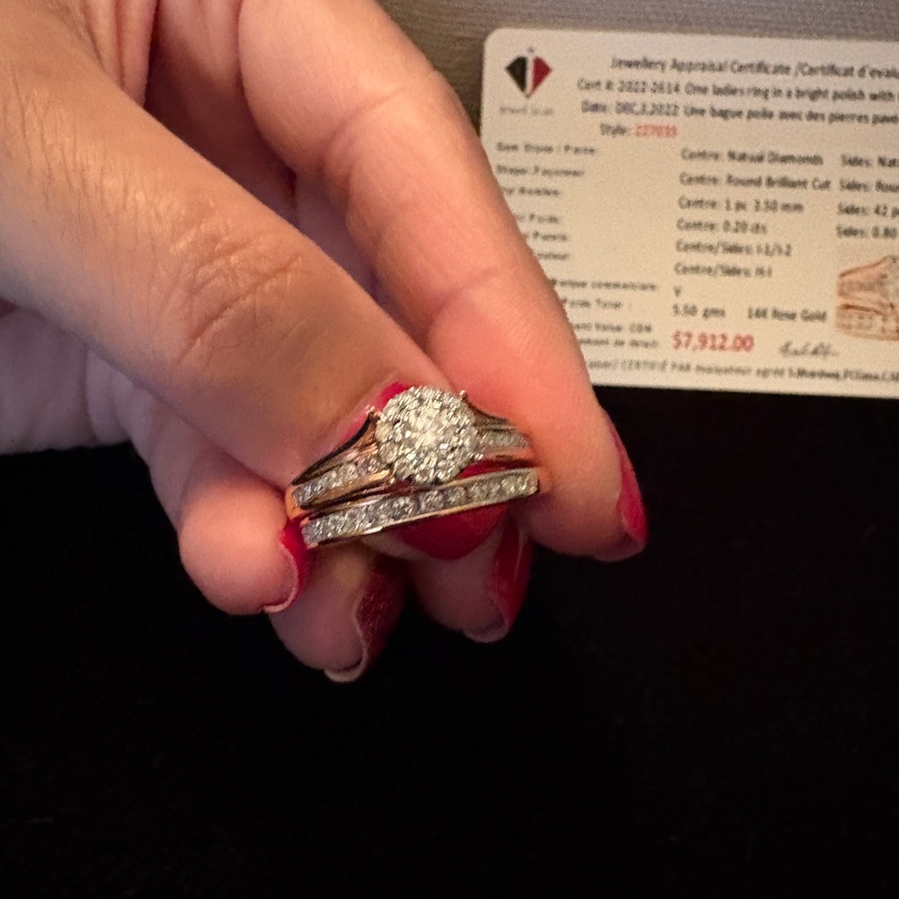 14K Rose Gold Diamond Ring Set